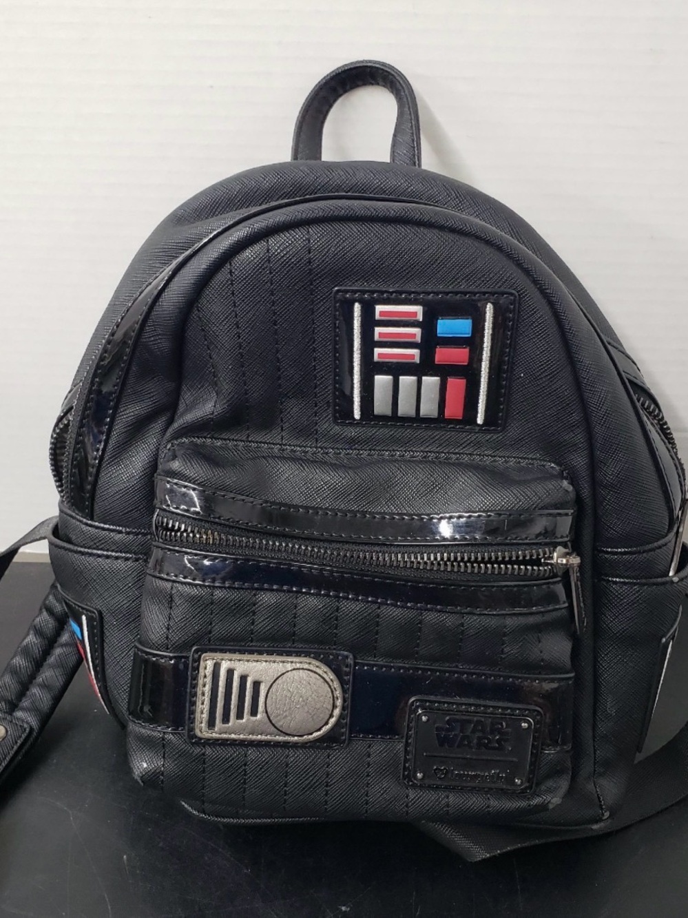 Loungefly Star Wars Black Mini Backpack with Red, Blue, White and Silver Accents